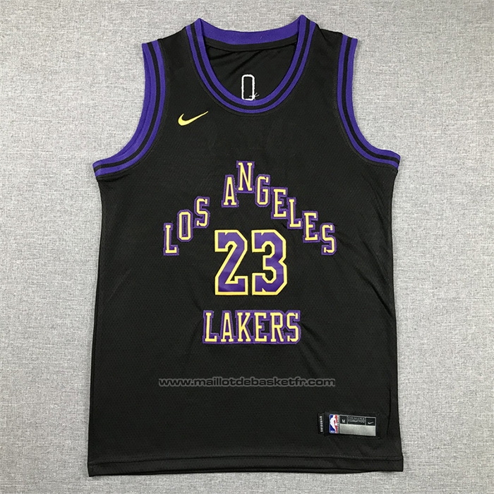 Maillot Enfant Los Angeles Lakers LeBron James #23 Ville 2023-24 Noir